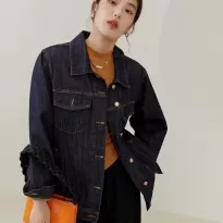 独束大码女装韩版宽松慵懒牛仔外套女秋季新款微胖MM正肩显瘦上衣